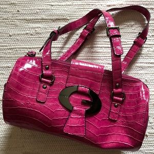 Guess hot pink, snakeskin purse